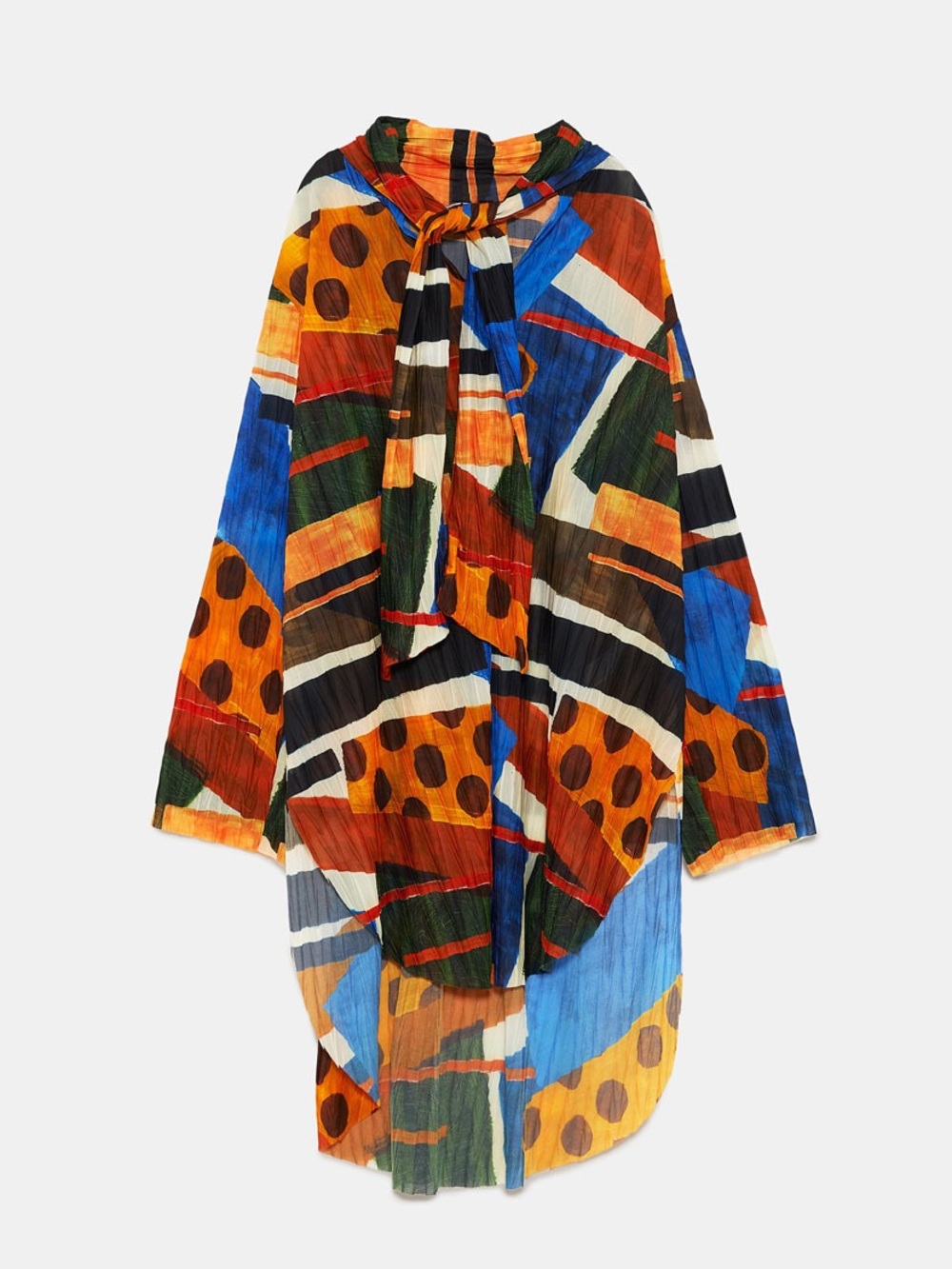 Zara Multicolor Abstract Print Long Sleeve Tunic